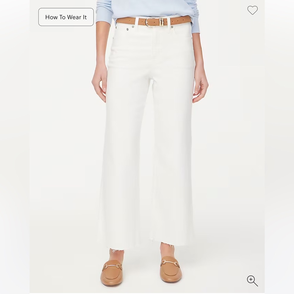 J. Crew Factory Wide-Leg Crop Jean Seashell White size 26